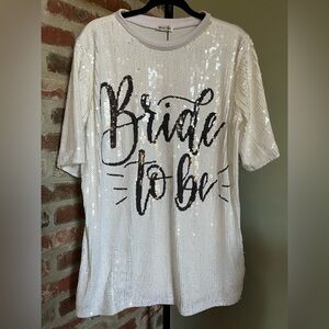 Why Dress sequin 'Bride to Be' mini shirt dress NWT | size one size